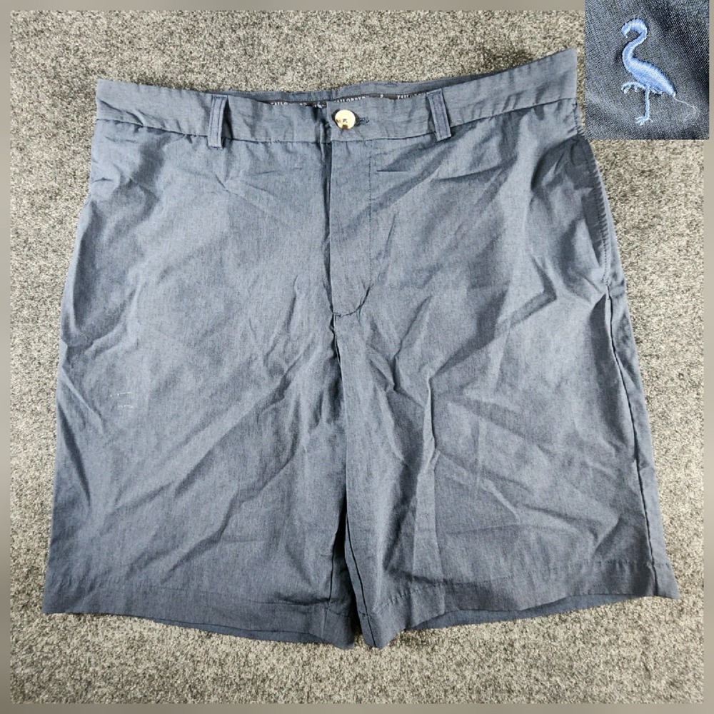 Tailorbyrd Collection Men's Size 34 Flat Front Shorts Dark Blue Golf‎ Flamingo